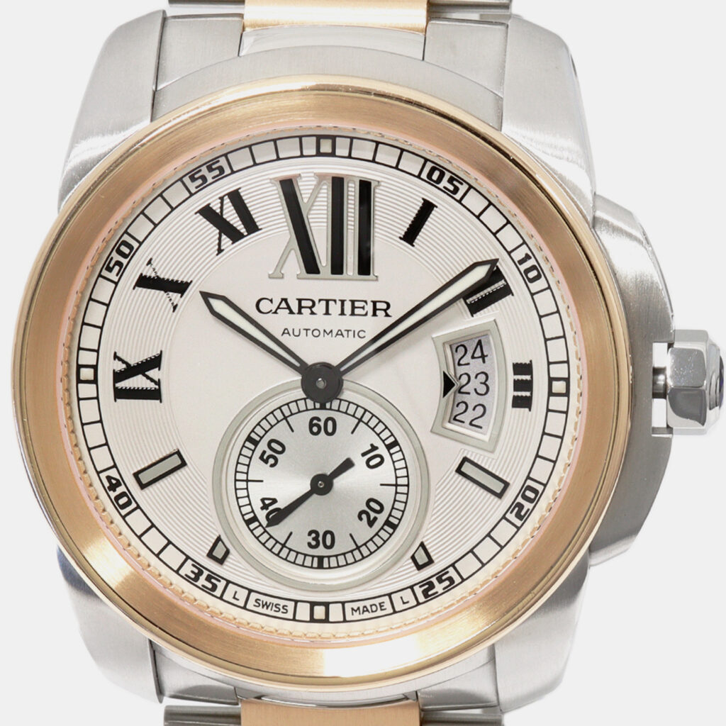 luxury-men-cartier-used-watches-p1039076-006 Cartier Silver Stainless Steel Calibre de Cartier W7100036 Automatic Men's Wristwatch 42 mm