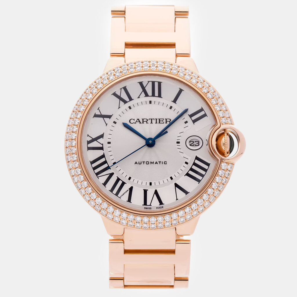 luxury-men-cartier-used-watches-p1137647-002 Cartier Ballon Bleu WE9008Z3 Automatic Silver 18k Rose Gold Men’s Wristwatch 42 mm