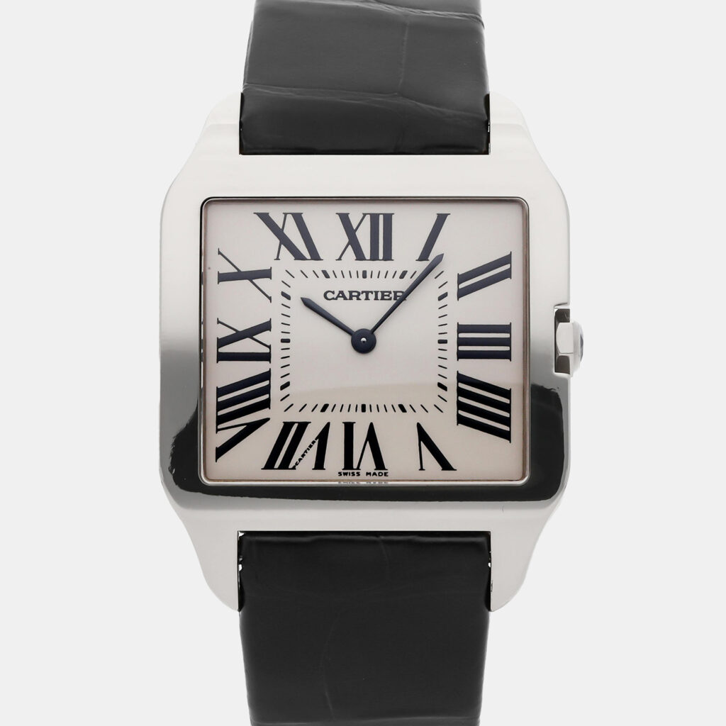 luxury-men-cartier-used-watches-p1142107-002 Cartier Santos W2007051 Automatic Rose Gold Silver Dial Men's Wristwatch 38mm