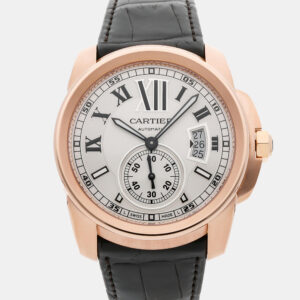 Cartier Calibre De Cartier W7100009 Automatic Rose Gold Silver Dial Men's Wristwatch 42mm