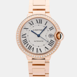Cartier Ballon Bleu WJBB0057 Automatic Rose Gold Silver Dial Men's Wristwatch 36mm
