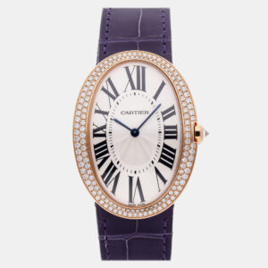 Cartier Baignoire WB520005 Manual Wind Rose Gold Silver Dial Men's Wristwatch 44x32mm