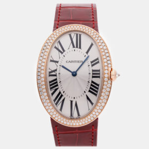 Cartier Baignoire WB520005 Manual Wind Rose Gold Silver Dial Men's Wristwatch 44x32mm