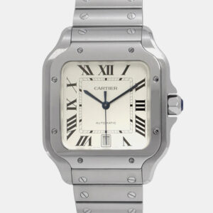 Cartier Silver Stainless Steel Santos WSSA0018 Automatic Men's Wristwatch 39 mm