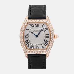 Cartier Tortue WA503951 Manual Winding White Gold Silver Dial Men's Wristwatch 30mm