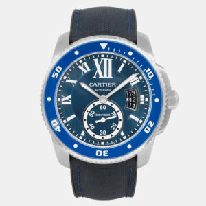 Cartier Blue Stainless Steel Calibre de Cartier WSCA0010 Automatic Men's Wristwatch 42 mm