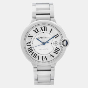 Cartier Silver Stainless Steel Ballon Bleu W69012Z4 Automatic Men's Wristwatch 42 mm