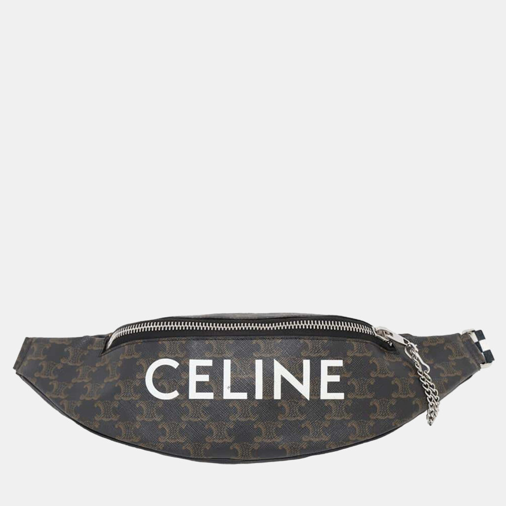 Celine Brown Pvc Leather Triomphe Logo Crossbody Bag