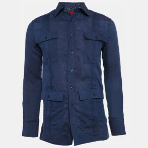 CH Carolina Herrera Blue Cotton Pleated Shirt S