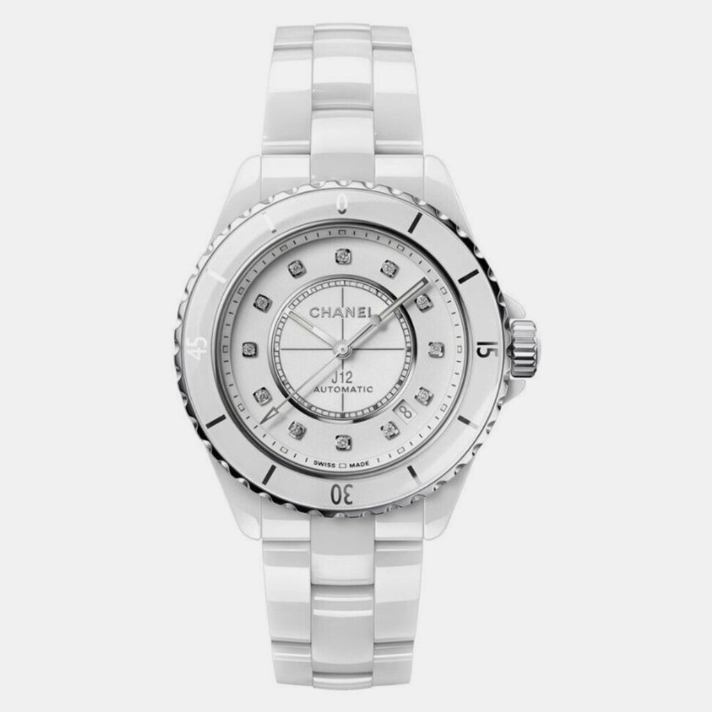 luxury-men-chanel-used-watches-p1152942-002 Chanel White Ceramic J12 H5705 Automatic Men's Wristwatch 38 mm