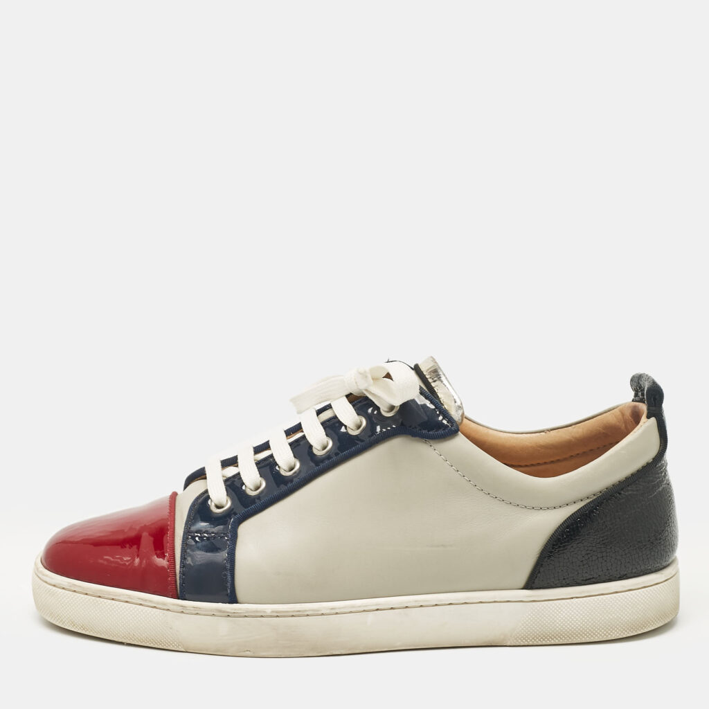 luxury-men-christian-louboutin-used-shoes-p1044451-004 Christian Louboutin Multicolor Patent Leather Louis Junior Sneakers Size 42.5