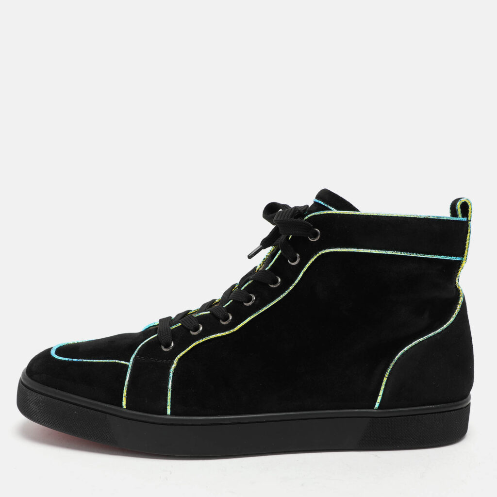luxury-men-christian-louboutin-used-shoes-p1046303-010 Christian Louboutin Black Suede Rantulow Orlato High Top Sneakers Size 46