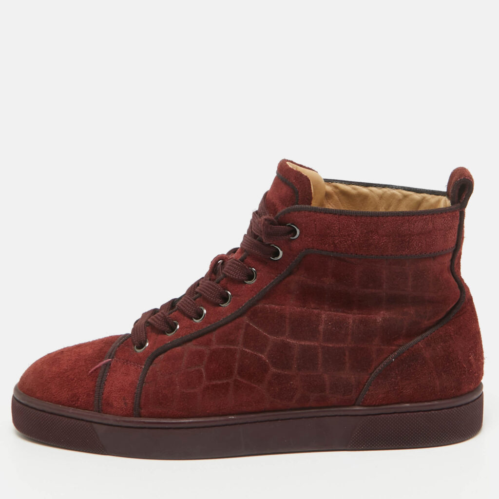 luxury-men-christian-louboutin-used-shoes-p1071313-012 Christian Louboutin Burgundy Suede Louis High Top Sneakers Size 40
