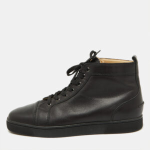 Christian Louboutin Black Leather Louis High Top Sneakers Size 44.5