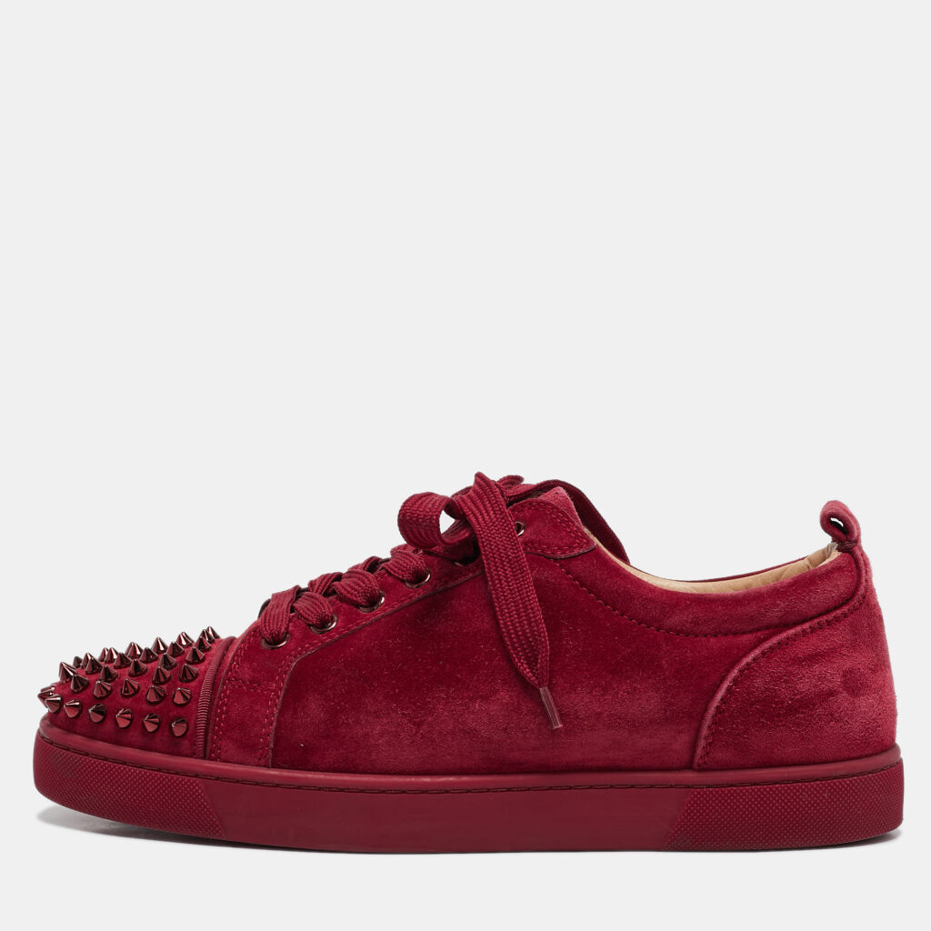luxury-men-christian-louboutin-used-shoes-p1105021-001 Christian Louboutin Burgundy Suede Louis Junior Spikes Sneakers Size 42