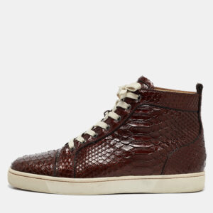 Christian Louboutin Brown Python Louis High Top Sneakers Size 43.5