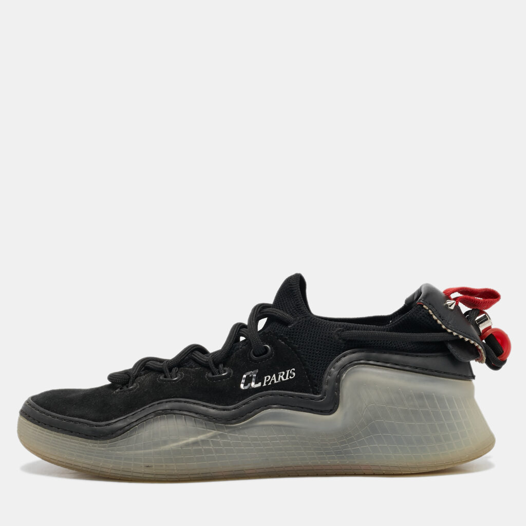 luxury-men-christian-louboutin-used-shoes-p1111578-001 Christian Louboutin Black Suede and Leather Arpoador Sneakers Size 40