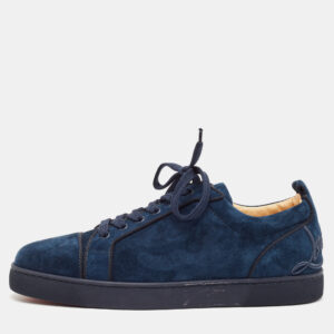 Christian Louboutin Navy Blue Suede Fun Louis Junior Sneakers Size 43.5