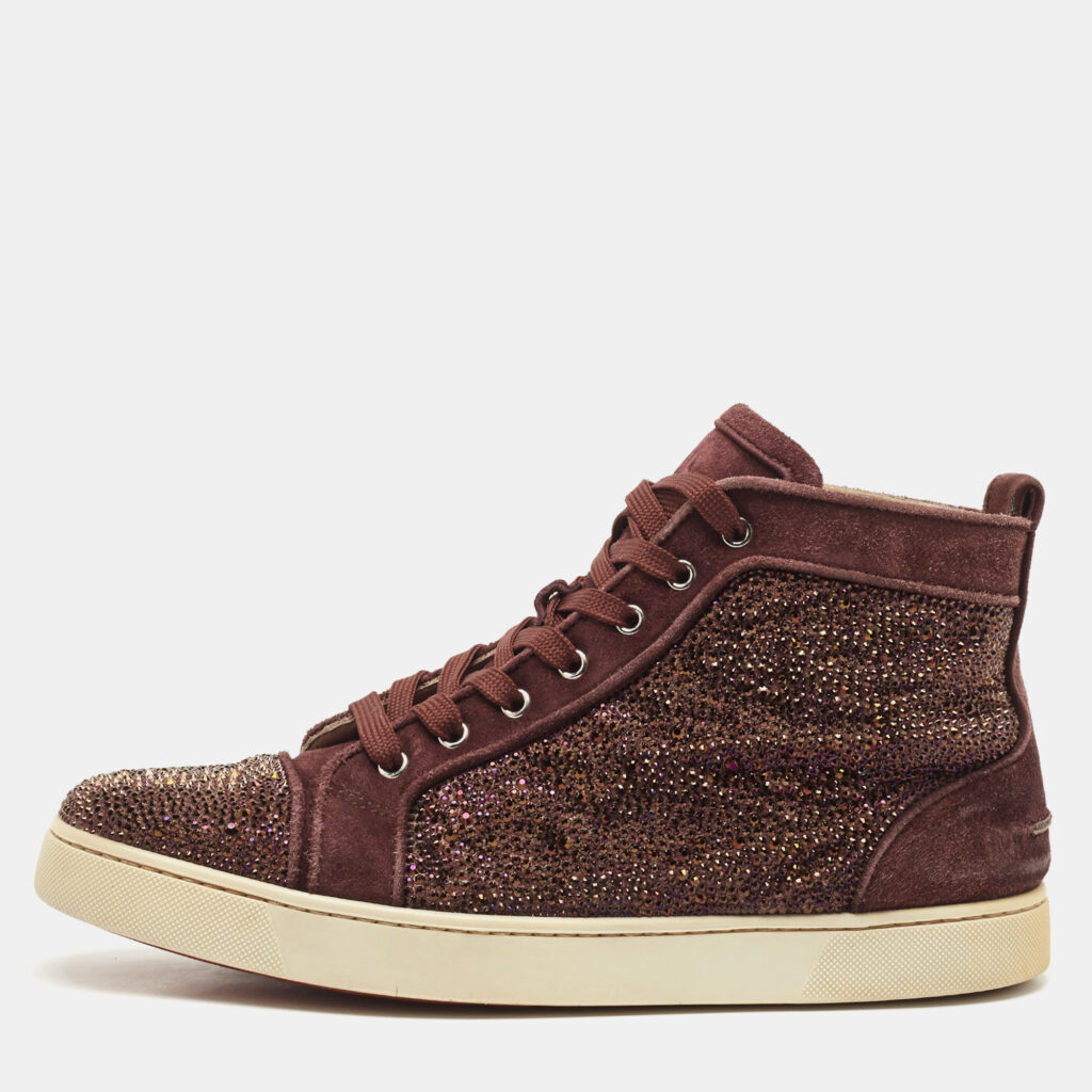 luxury-men-christian-louboutin-used-shoes-p1139849-005 Christian Louboutin Purple Suede Strass Louis High Top Sneakers Size 44.5