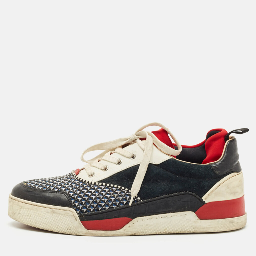 luxury-men-christian-louboutin-used-shoes-p1148476-010 Christian Louboutin Multicolor Fabric and Leather Aurelien Sneakers Size 45