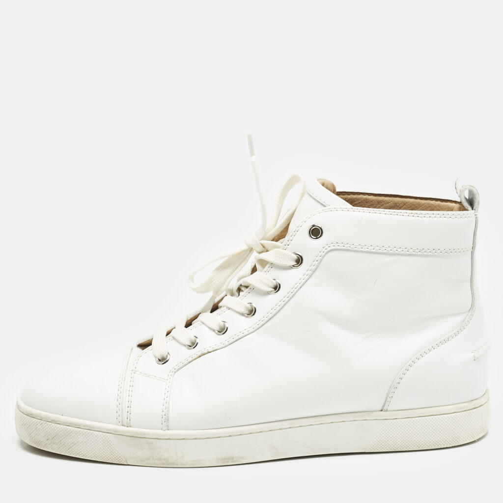 luxury-men-christian-louboutin-used-shoes-p1156569-004 Christian Louboutin White Leather Louis High Top Sneakers Size 43