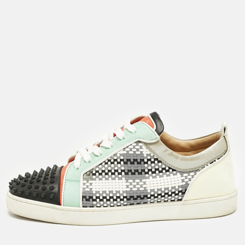 luxury-men-christian-louboutin-used-shoes-p1156722-007.jpg Christian Louboutin Multicolor Leather and Suede Louis Junior Spikes Lace Up Sneakers Size 46