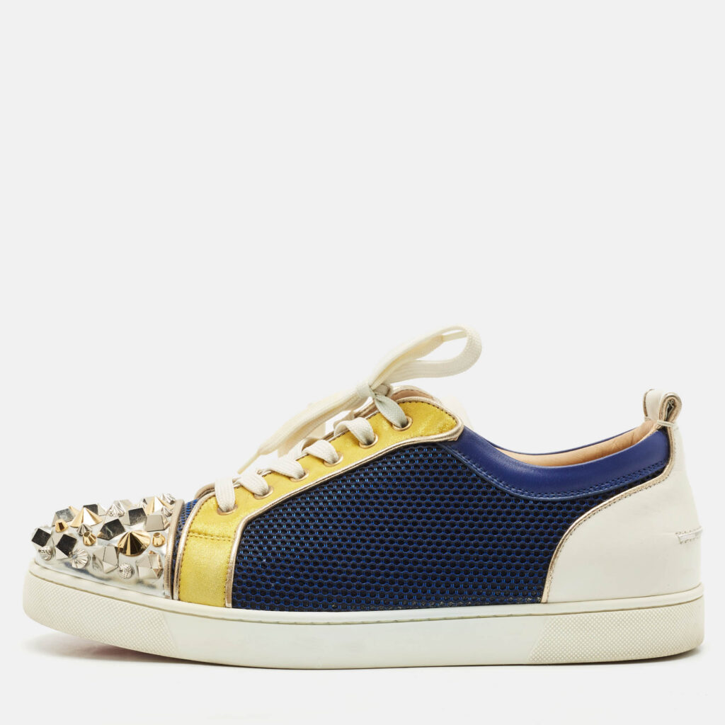 luxury-men-christian-louboutin-used-shoes-p1162899-010.jpg Christian Louboutin Multicolor Mesh and Leather Louis Junior Spikes Sneakers Size 44.5
