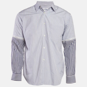 Comme des Garcons Blue/White Cotton Detachable Sleeve Shirt XS