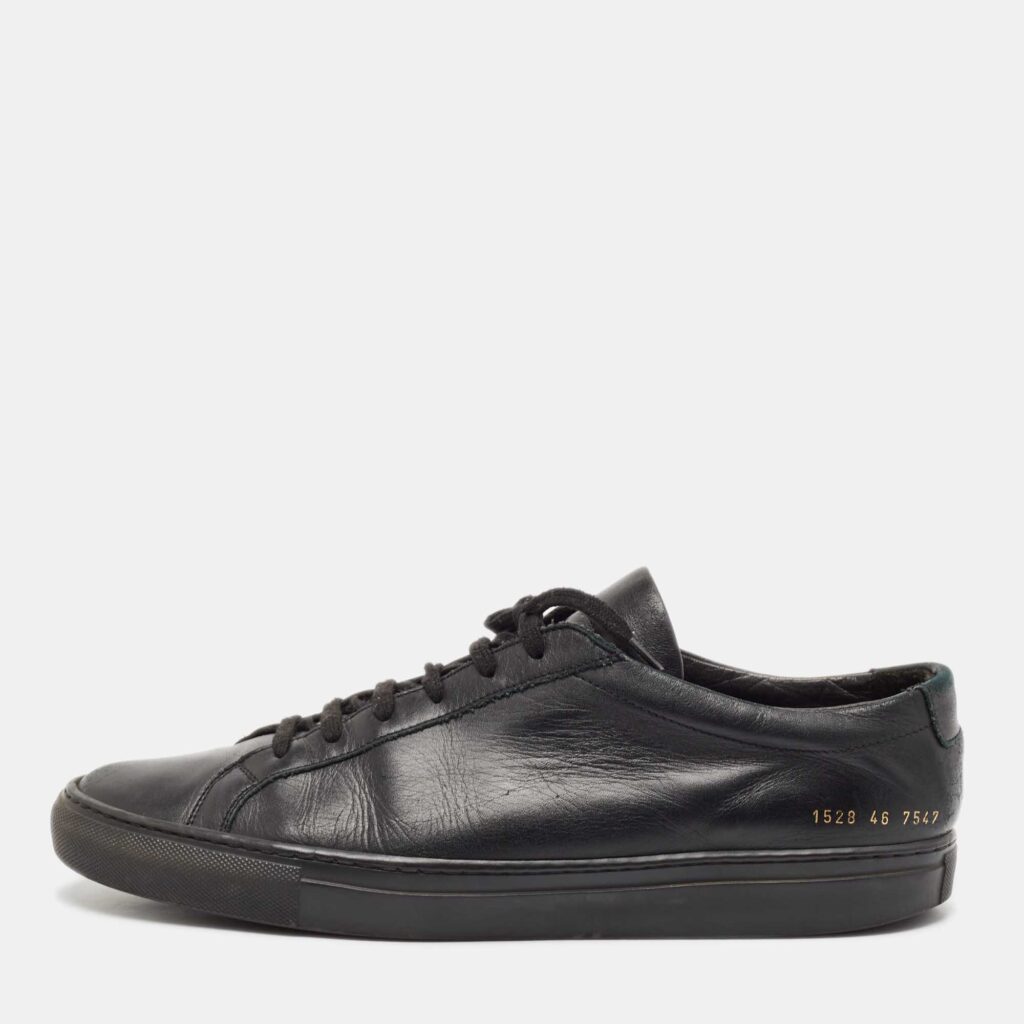luxury-men-common-projects-used-shoes-p1117738-003 Common Projects Black Leather Achilles Lace Up Sneakers Size 46
