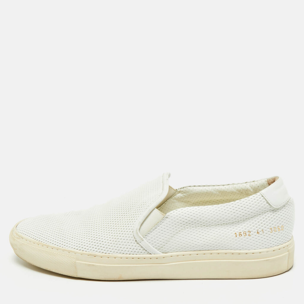 luxury-men-common-projects-used-shoes-p1166558-010 Common Projects White Leather Low Top Sneakers Size 41