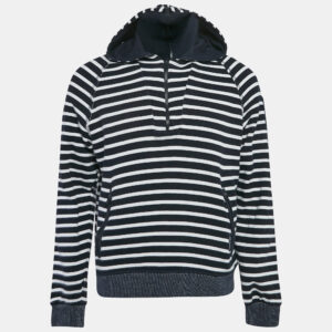 D&G Blue/White Striped Cotton Knit Hooded Sweatshirt XL