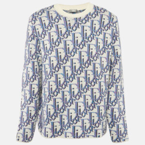 Dior Homme Purple/Multicolor Oblique Jacquard Wool Knit Jumper L