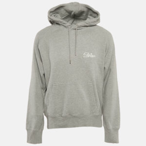 Dior Homme Grey Logo Embroidery Cotton Hooded Sweatshirt XXL