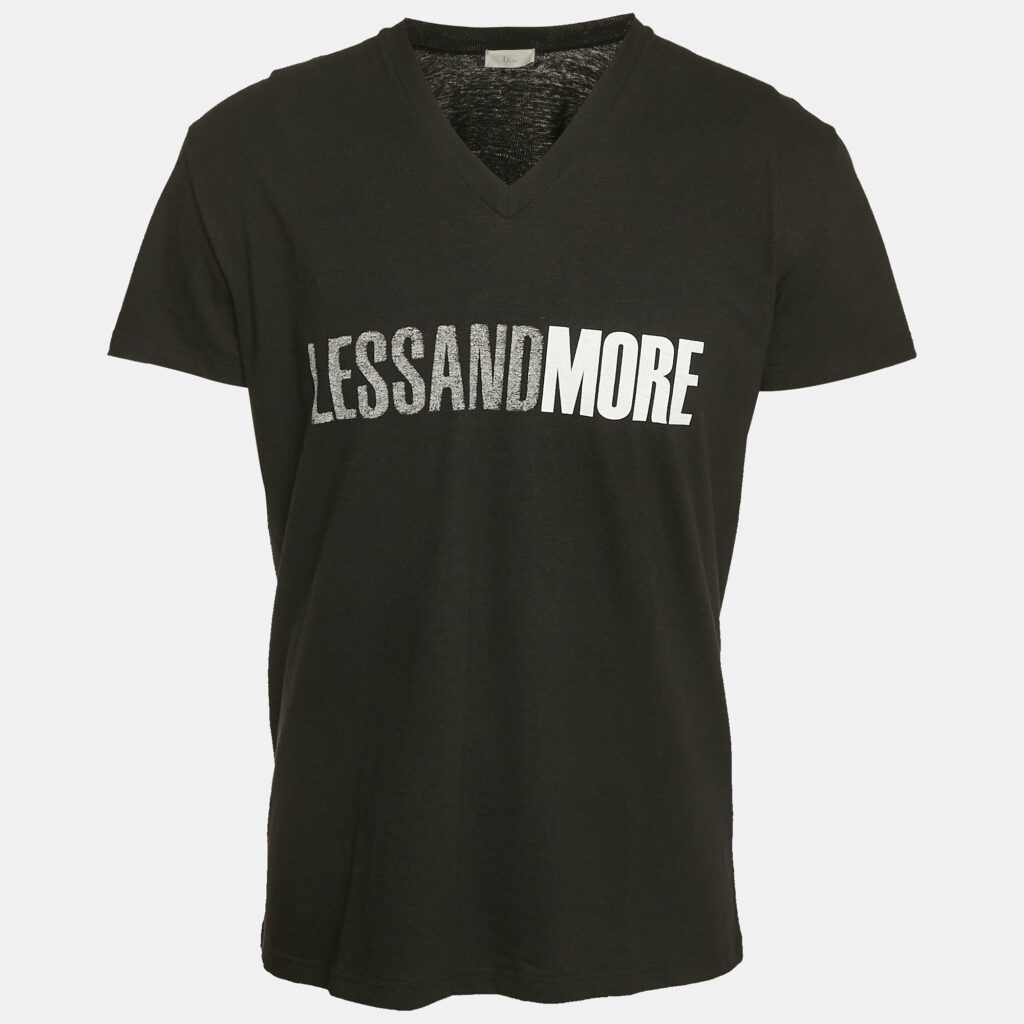luxury-men-dior-homme-used-clothes-p1142375-005 Dior Homme Black Printed Jersey V-Neck T-Shirt S