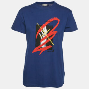 Dior Homme Blue Printed Jersey Crewneck T-Shirt XS