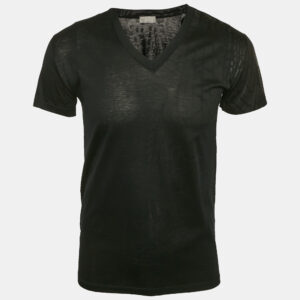 Dior Homme Black Printed Jersey V-Neck T-Shirt S