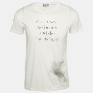 Dior Homme White Printed Jersey Crewneck T-Shirt S