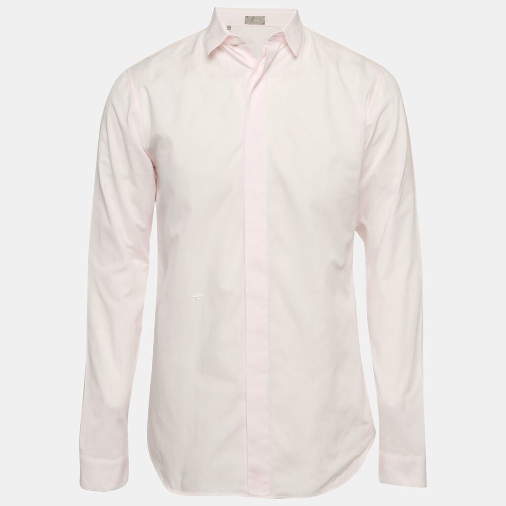 luxury-men-dior-homme-used-clothes-p1152412-001 Dior Homme Pink Cotton Button Front Shirt M