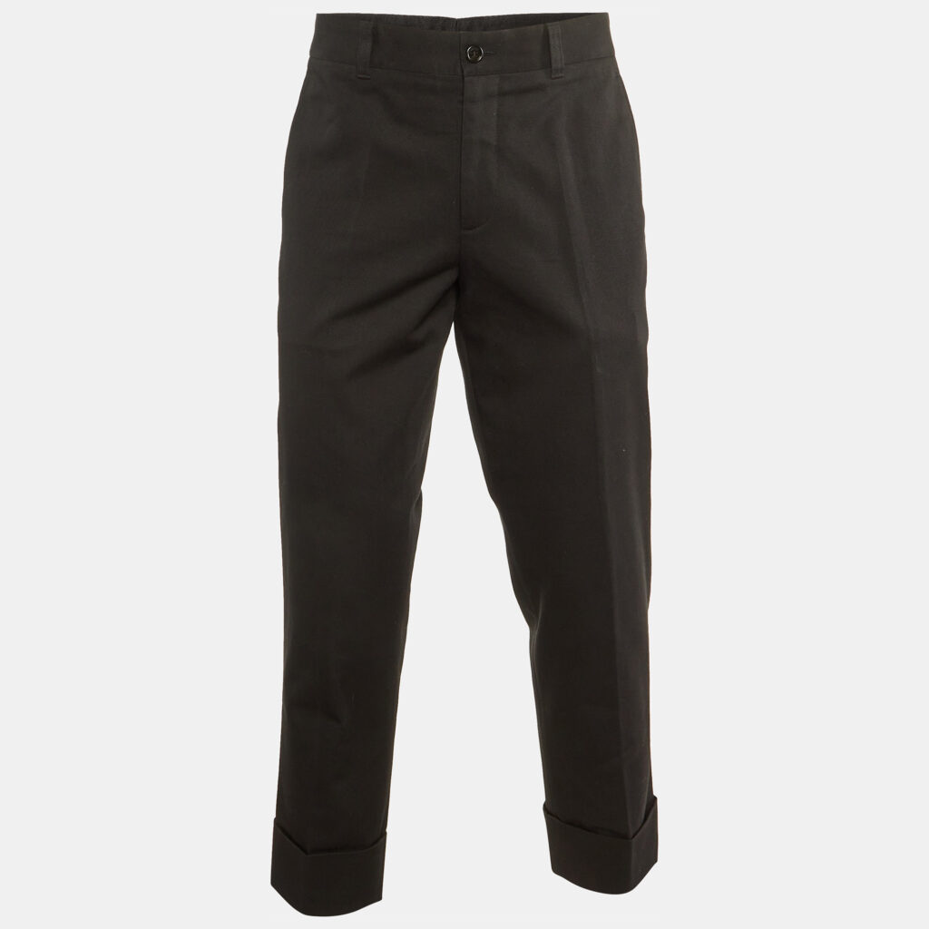luxury-men-dior-homme-used-clothes-p1162127-005 Dior Homme Black Cotton Cuffed Hem Pants L/Waist 34"