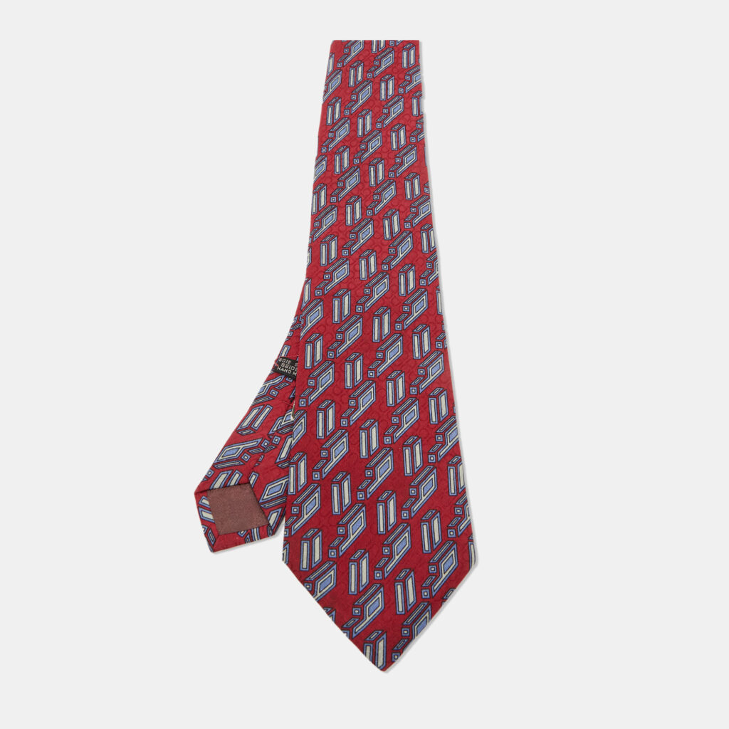 luxury-men-dior-used-accessories-p1098088-001 Christian Dior Vintage Red/Blue Patterned Silk Classic Tie