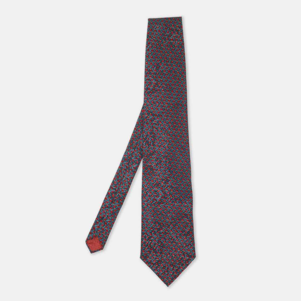 luxury-men-dior-used-accessories-p1130271-005 Dior Multicolor Woven Printed Silk Tie