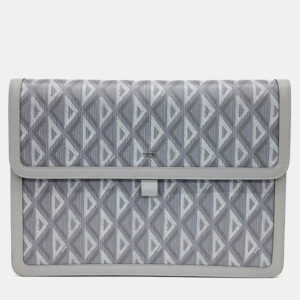 Dior Grey PVC Hit The Road A4 Flap Pouch Bag