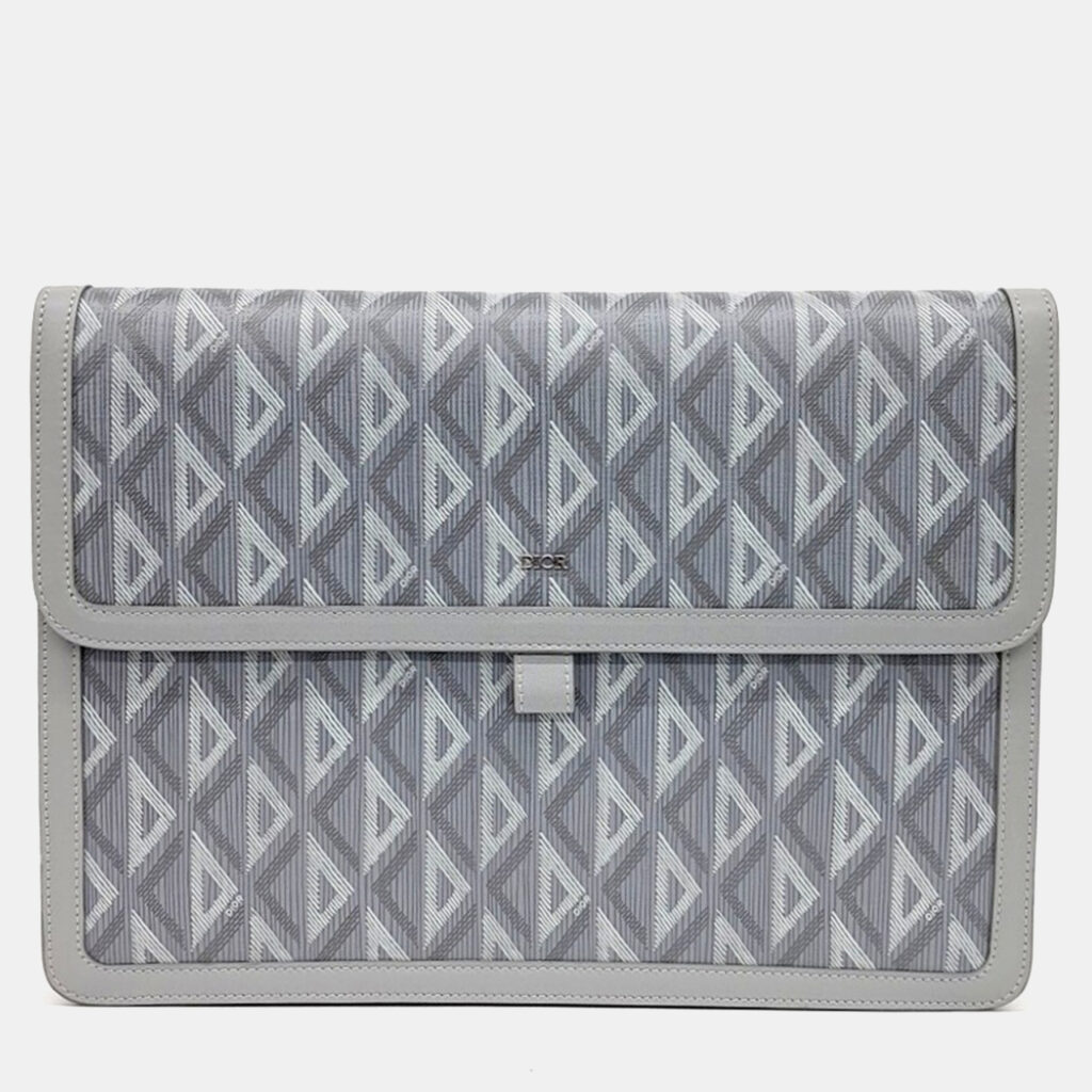 luxury-men-dior-used-bags-p1125501-002 Dior Grey Coated canvas Hit The Road A4 Flap Pouch Bag