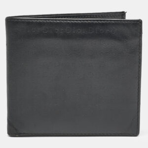 Dior Black Logo Embossed Leather Bifold Wallet