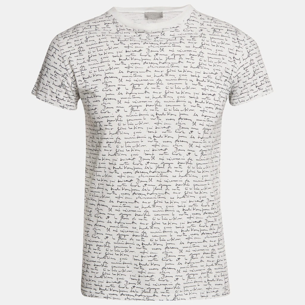 luxury-men-dior-used-clothes-p1144512-005 Dior White Print Cotton Round Neck T-Shirt XS