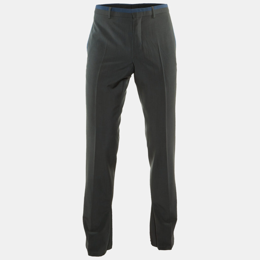 luxury-men-dior-used-clothes-p1161546-002 Dior Homme Grey Wool Contrast Detail Pants M