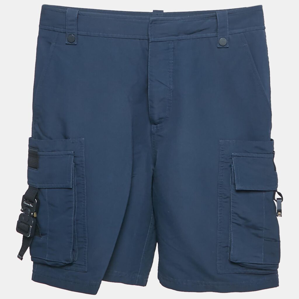 luxury-men-dior-used-clothes-p1169749-001 Dior Homme Navy Blue Synthetic Blend Cargo Shorts M