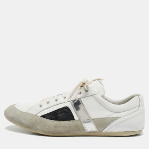 Dior White/Grey Suede and  Leather B18 Lace Up Sneakers Size 46