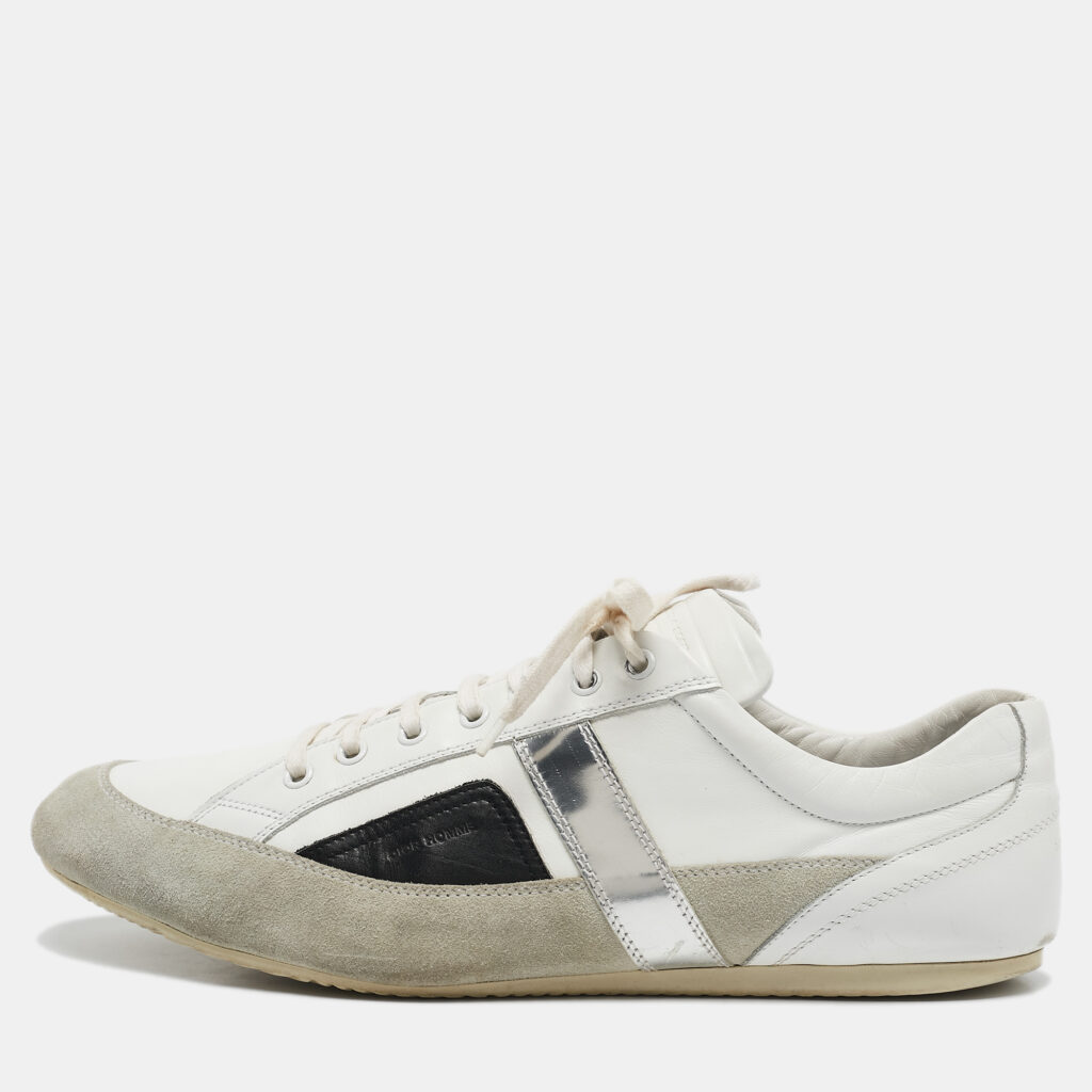luxury-men-dior-used-shoes-p1118242-001 Dior White/Grey Suede and Leather B18 Lace Up Sneakers Size 46