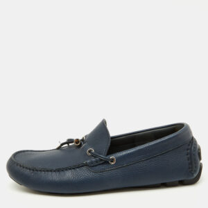 Dior Navy Blue Leather Slip On Loafers Size 41